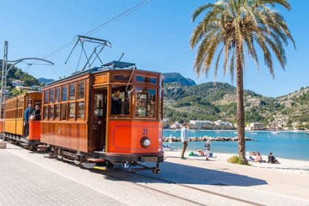 Soller and port of Soller with train